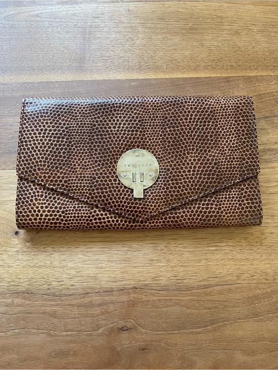 Smythson Handbags - Smythson of the Bond Street snake Textured Leather Envelope travel Clutch wallet